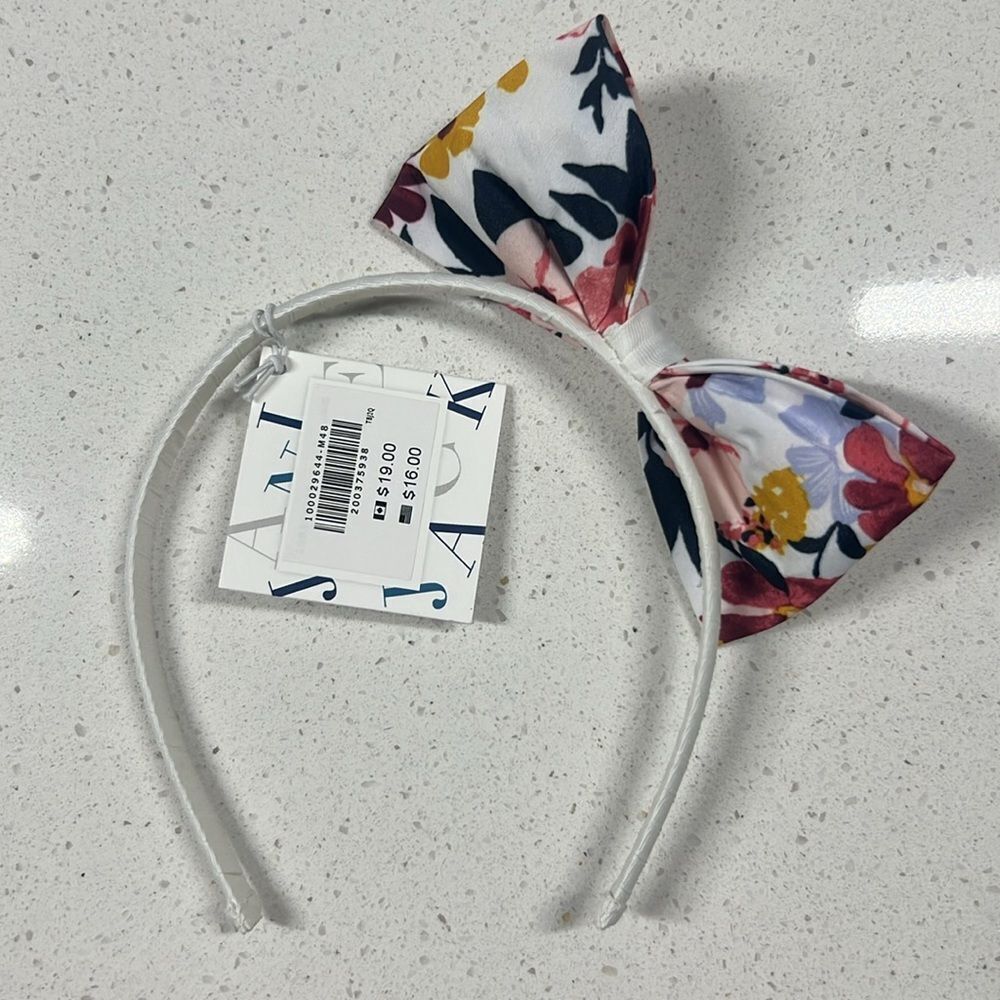 JANIE AND JACK | Floral Bow Headband | White & Blue | One Size - Picture 3 of 4
